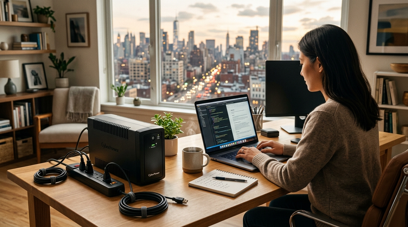 Woman working from a home office