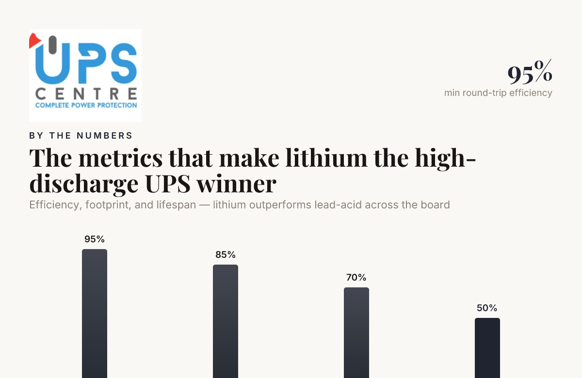 The metrics that make lithium the high-discharge UPS winner — data from Xtreme Power Conversion Engineering; Voniko Batteries